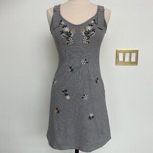 Topshop Embroidered Floral Gingham Dress